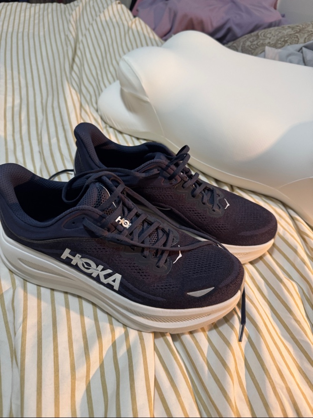 New Hoka Men's Running Shoes - Navy and White Chunky Sole